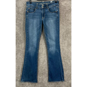 American Eagle Jeans Womens 6 Long Blue Faded Actual 30X33 Artist Flare Lo Rise